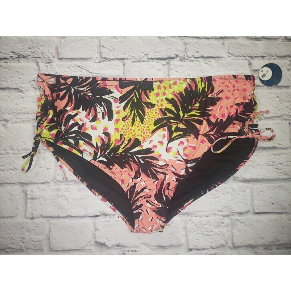 NEW Decree Women's High Waisted Bikini Bottom Swimsuit Separate 3X Black Multi